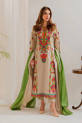 VITAGE - 3PC LAWN EMBROIDERED SHIRT WITH CHIFFON TYE & DYE DUPATTA AND TROUSER - HZG2668