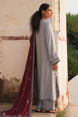 IMAGE - 3PC DHANAK EMBROIDERED SHIRT WITH DHANAK EMBROIDERED SHAWL AND TROUSER - HZG2447
