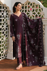 IMAGE - 3PC DHANAK EMBROIDERED SHIRT WITH DHANAK EMBROIDERED SHAWL AND TROUSER - HZG2549