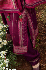 FLORENT - 3PC DHANAK EMBROIDERED SHIRT WITH TWILL PRINTED SHAWL AND TROUSER - HZG2324