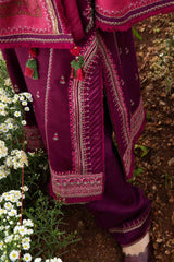 FLORENT - 3PC DHANAK EMBROIDERED SHIRT WITH TWILL PRINTED SHAWL AND TROUSER - HZG2324