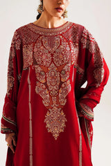 ZARA SHAH JAHAN - 3PC DHANAK EMBROIDERED SHIRT WITH DHANAK EMBROIDERED SHAWL AND TROUSER - HZG2448
