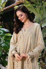 NAQSHI - 3PC LAWN EMBROIDERED SHIRT WITH COTTON NET EMBROIDERED DUPATTA AND TROUSER - HZG2704