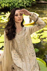 NAQSHI - 3PC LAWN EMBROIDERED SHIRT WITH COTTON NET EMBROIDERED DUPATTA AND TROUSER - HZG2704