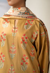 SAPPHIRE - 3PC DHANAK EMBROIDERED SHIRT WITH TWILL PRINTED SHAWL AND TROUSER - HZG1949