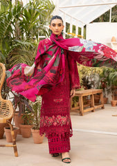 ELAF - 3PC LAWN CHIKANKAARI EMBROIDERED SHIRT WITH CHIFFON PRINTED DUPATTA AND TROUSER - HZG2768