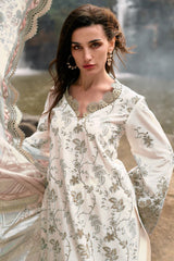 IMAGE - 3PC LAWN EMBROIDERED SHIRT WITH MANAAR PRINTED DUPATTA AND TROUSER - HZG2196