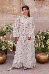 BATIK - 3PC LAWN PRINTED SHIRT WITH ORGANZA EMBROIDERED DUPATTA AND TROUSER - HZG2919
