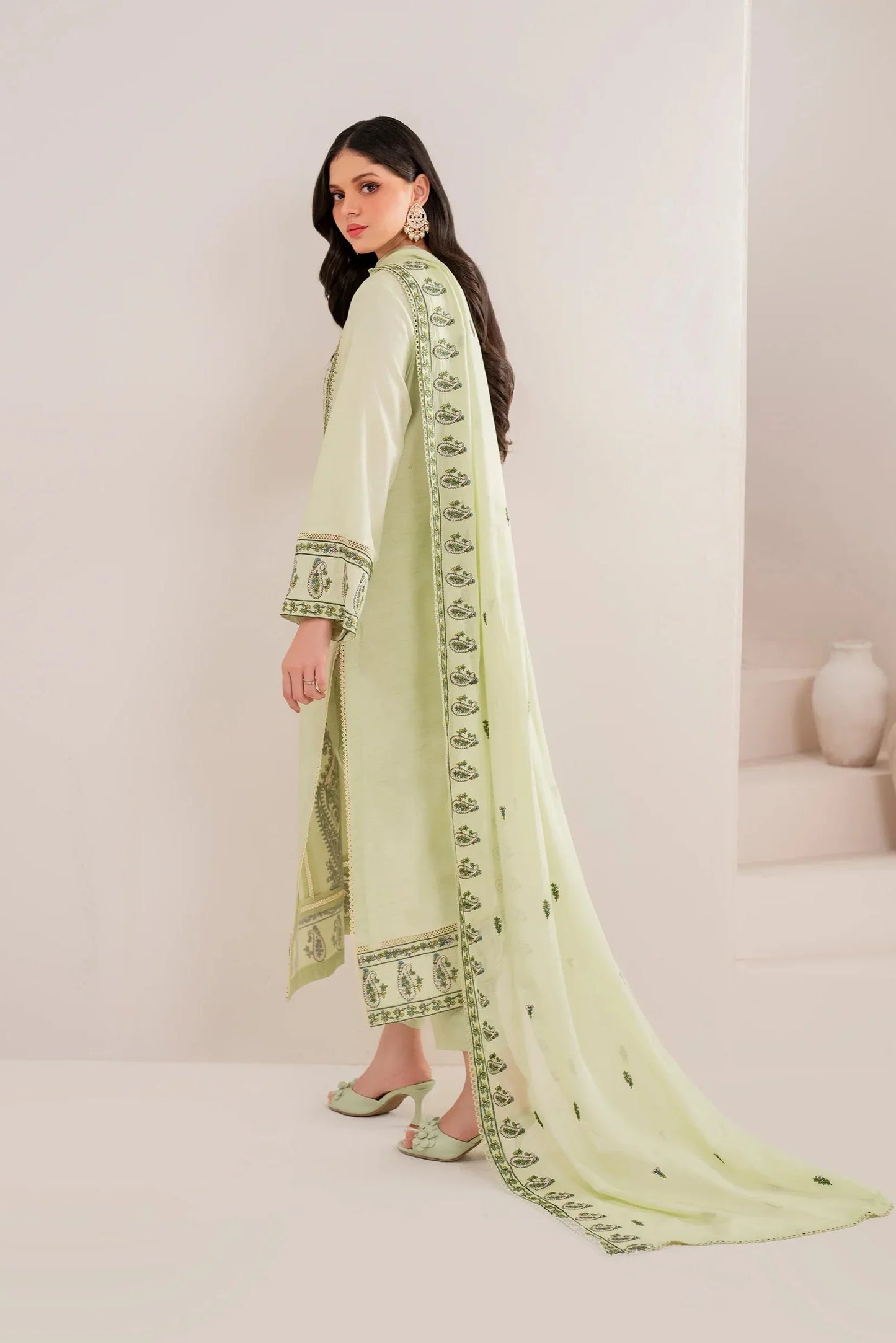 GARNET - 3PC LAWN EMBROIDERED SHIRT WITH LAWN EMBROIDERED DUPATTA AND TROUSER - HZG2076