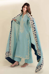ZAIB - 3PC LAWN EMBROIDERED SHIRT WITH CHIFFON EMBROIDERED DUPATTA AND TROUSER - HZG3052
