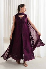 ZAIB - 3PC LAWN EMBROIDERED SHIRT WITH KHADDI NET EMBROIDERED DUPATTA AND TROUSER - HZG3053
