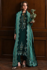 BATIK - 3PC DHANAK EMBROIDERED SHIRT WITH DHANAK EMBROIDERED SHAWL AND TROUSER - HZU2525