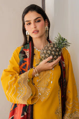 IZEL - 3PC LAWN EMBROIDERED SHIRT WITH CHIFFON PRINTED DUPATTA AND TROUSER - HZG2799