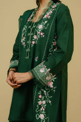 ZARA SHAHJAHAN - 3PC DHANAK EMBROIDERED SHIRT WITH CHIFFON EMBROIDERED DUPPATA AND TROUSER - HZG1824