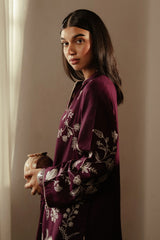 ZARA SHAH JAHAN - 3PC DHANAK EMBROIDERED SHIRT WITH DHANAK EMBROIDERED SHAWL AND TROUSER - HZG2446