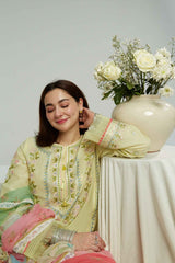 ZARA SHAH JAHAN - 3PC LAWN EMBROIDERED SHIRT WITH ORGANZA PRINTED DUPATTA AND TROUSER - HZG1554