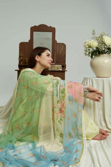ZARA SHAH JAHAN - 3PC LAWN EMBROIDERED SHIRT WITH CHIFFON  PRINTED DUPATTA AND TROUSER - HZG2819