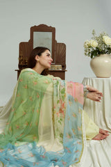 ZARA SHAH JAHAN - 3PC LAWN EMBROIDERED SHIRT WITH ORGANZA PRINTED DUPATTA AND TROUSER - HZG1554