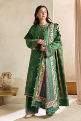 ZARA SHAH JAHAN - 3PC DHANAK EMBROIDERED SHIRT WITH TWILL PRINTED SHAWL AND TROUSER - HZG1474