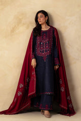 ZARA SHAH JAHAN - 3PC DHANAK EMBROIDERED SHIRT WITH DHANAK EMBROIDERED DUAPTTA AND TROUSER - HZG1396