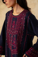 ZARA SHAH JAHAN - 3PC DHANAK EMBROIDERED SHIRT WITH DHANAK EMBROIDERED DUAPTTA AND TROUSER - HZG1396