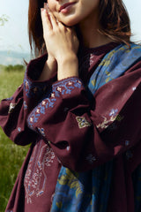 ZARA SHAHJAHAN - 3PC DHANAK EMBROIDERED SHIRT WITH TWILL PRINTED SHAWL AND TROUSER - HZG1904