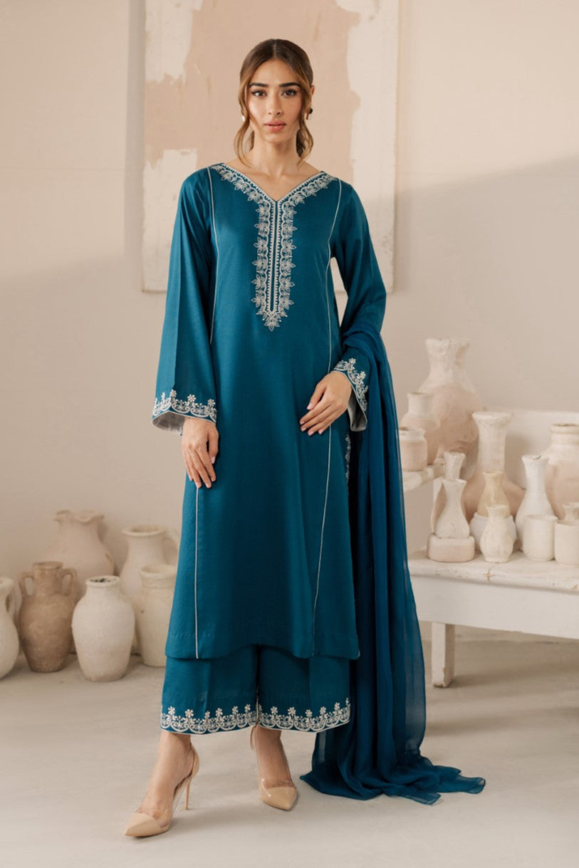 BATIK - 3PC LAWN EMBROIDERED SHIRT WITH CHIFFON PRINTED DUPATTA AND TROUSER - HZG2077