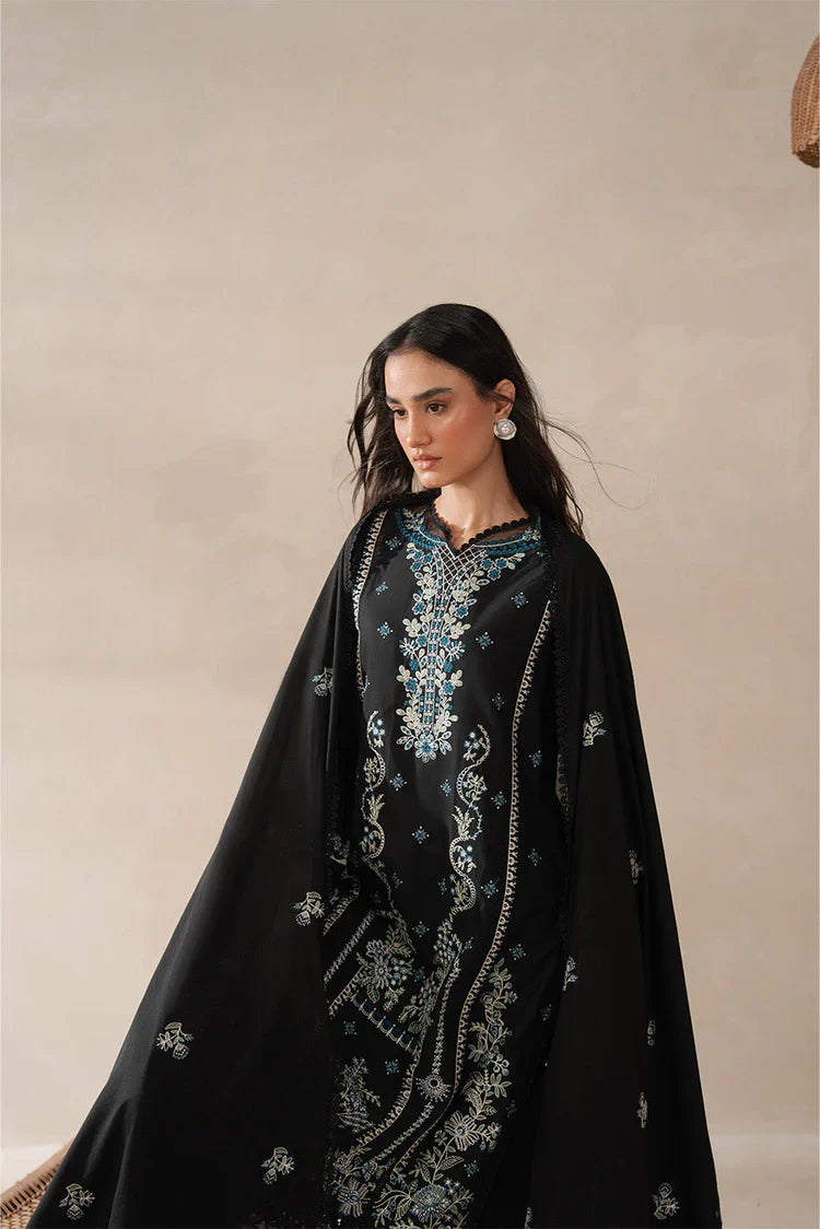 BATIK - 3PC KARANDI EMBROIDERED SHIRT WITH KHADI NET EMBROIDERED DUPATTA AND TROUSER - HZU2433