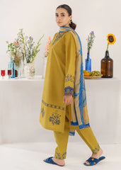 HANNA - 3PC KHADDAR EMBROIDERED SHIRT WITH TWILL PRINTED SHAWL AND TROUSER - HZG1784