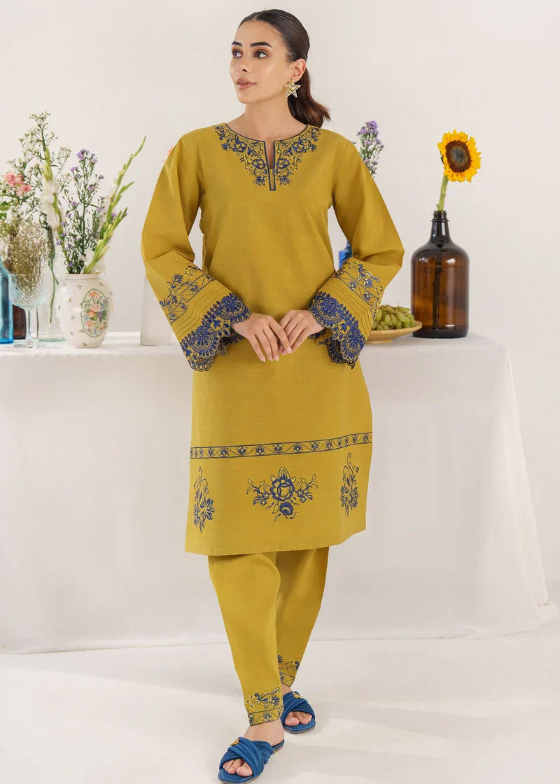 HANNA - 3PC KHADDAR EMBROIDERED SHIRT WITH TWILL PRINTED SHAWL AND TROUSER - HZG1784