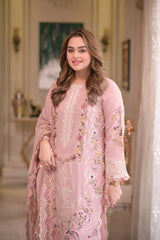 ANEELAS - 3PC LAWN EMBROIDERED SHIRT WITH COTTON NET EMBROIDERED DUPATTA AND TROUSER - HZG2778