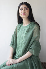 DYOT - 3PC LAWN EMBROIDERED SHIRT WITH ORGANZA DUPATTA AND TROUSER - HZG1230