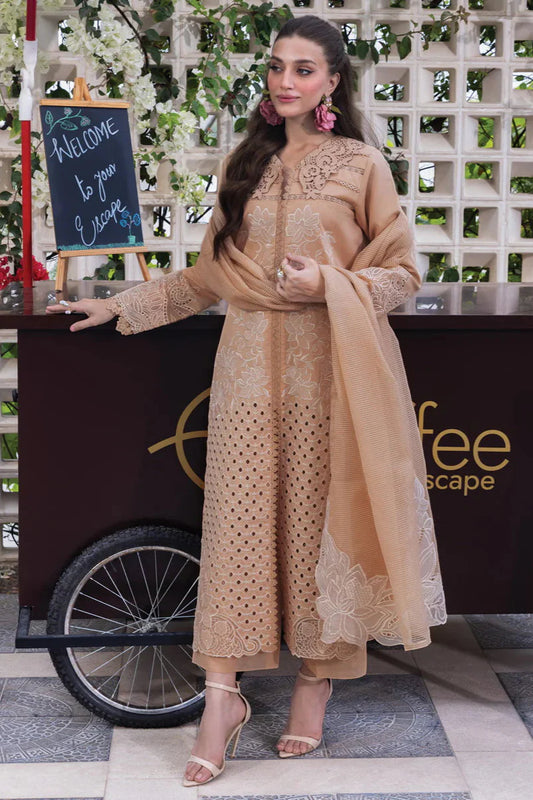 RANG RASIYA - 3PC LAWN EMBROIDERED SHIRT WITH KHADI NET EMBROIDERED DUPATTA AND TROUSER - HZG2274