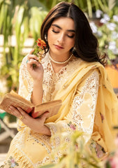 ELAF - 3PC LAWN CHIKANKAARI EMBROIDERED SHIRT WITH KHADDI NET EMBROIDERED DUPATTA AND TROUSER - HZG2747