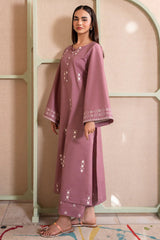 IZEL - 2PC DHANAK EMBROIDERED SHIRT WITH DHANAK EMBROIDERED TROUSER - HZG2336