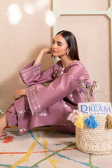 IZEL - 2PC DHANAK EMBROIDERED SHIRT WITH DHANAK EMBROIDERED TROUSER - HZG2336
