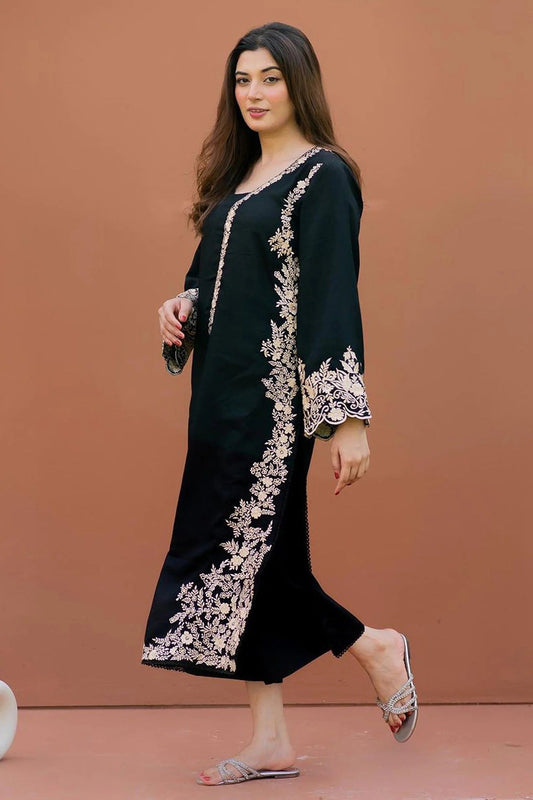 MARIA B - 2PC DHANAK EMBROIDERED SHIRT AND TROUSER - HZG1621