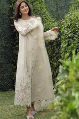 QALAMKAR - 3PC LAWN CHIKANKAARI EMBROIDERED SHIRT WITH KHADI NET EMBROIDERED DUPATTA AND TROUSER - HZG2706