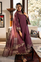 IZEL - 3PC LAWN EMBROIDERED SHIRT WITH KHADDI NET EMBROIDERED DUPATTA AND TROUSER - HZG2854