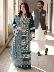 MAHNUR - 3PC LAWN EMBROIDERED SHIRT WITH KHADI NET EMBROIDERED DUPATTA AND TROUSER - HZG2631