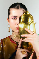 HUSSAIN REHAR - 3PC DHANAK EMBROIDERED SHIRT WITH TWILL PRINTED SHAWL AND TROUSER - HZG2382